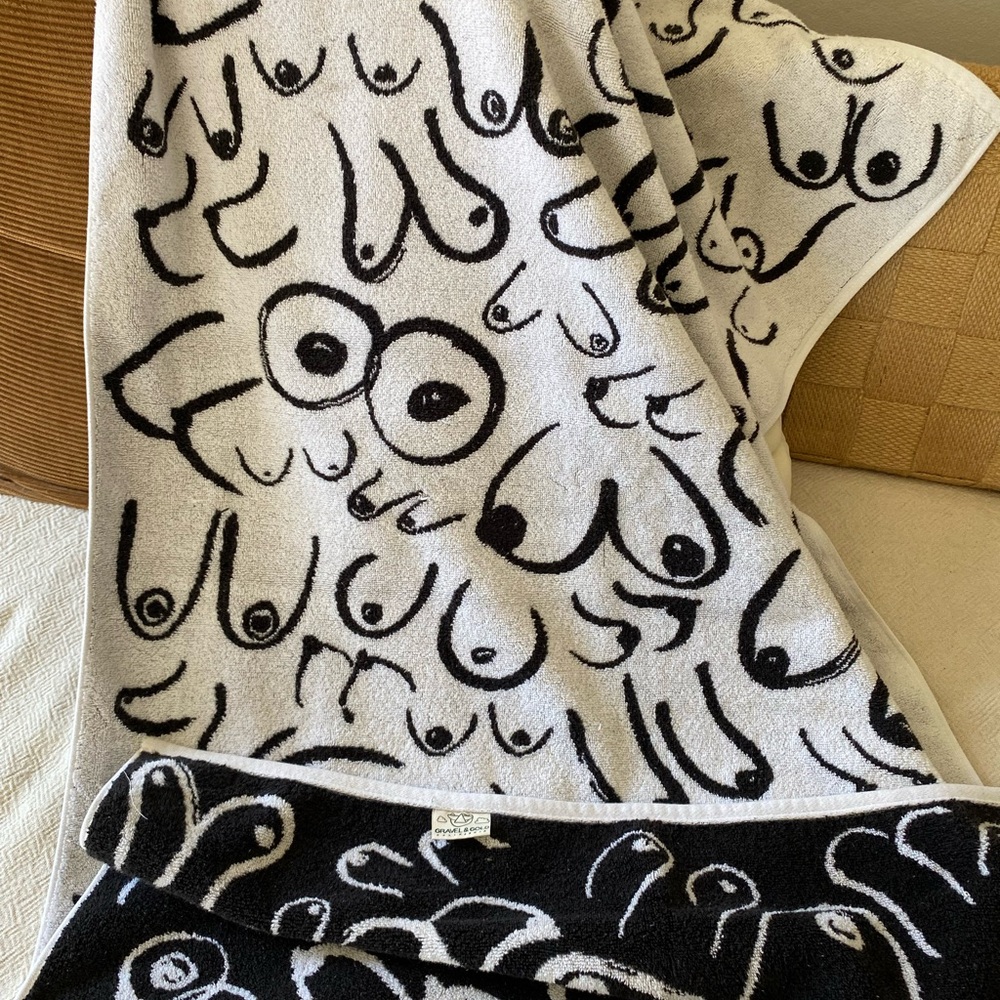 Quirky Black and White Bath Towel